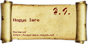 Hogya Imre névjegykártya